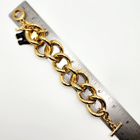 Trina Turk Chunky Gold and Black Enamel Elephant Chain Bracelet - Picture 6 of 6